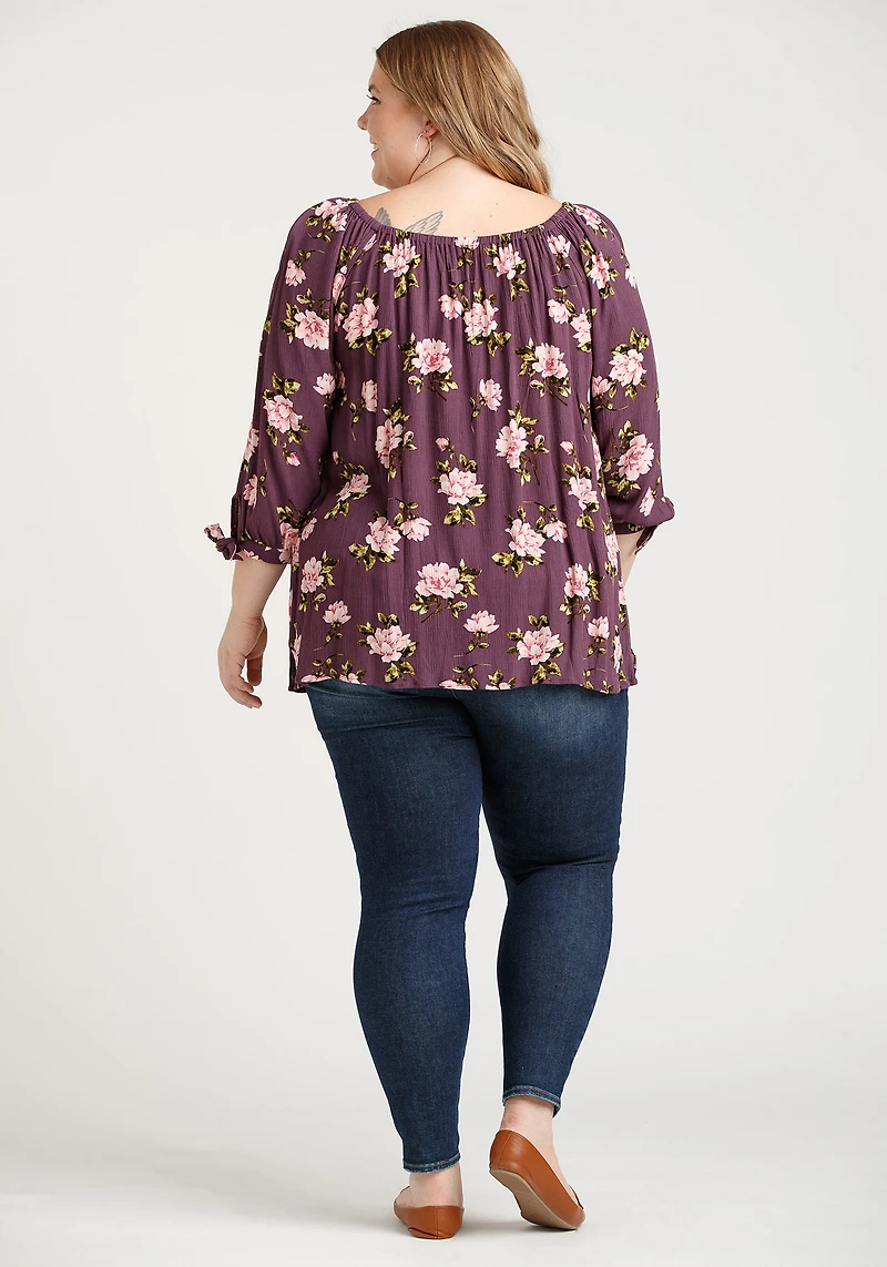 Women's Tie Sleeve Floral Blouse