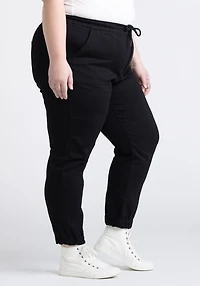 Women's Plus Black Surplus Pocket Denim Jogger