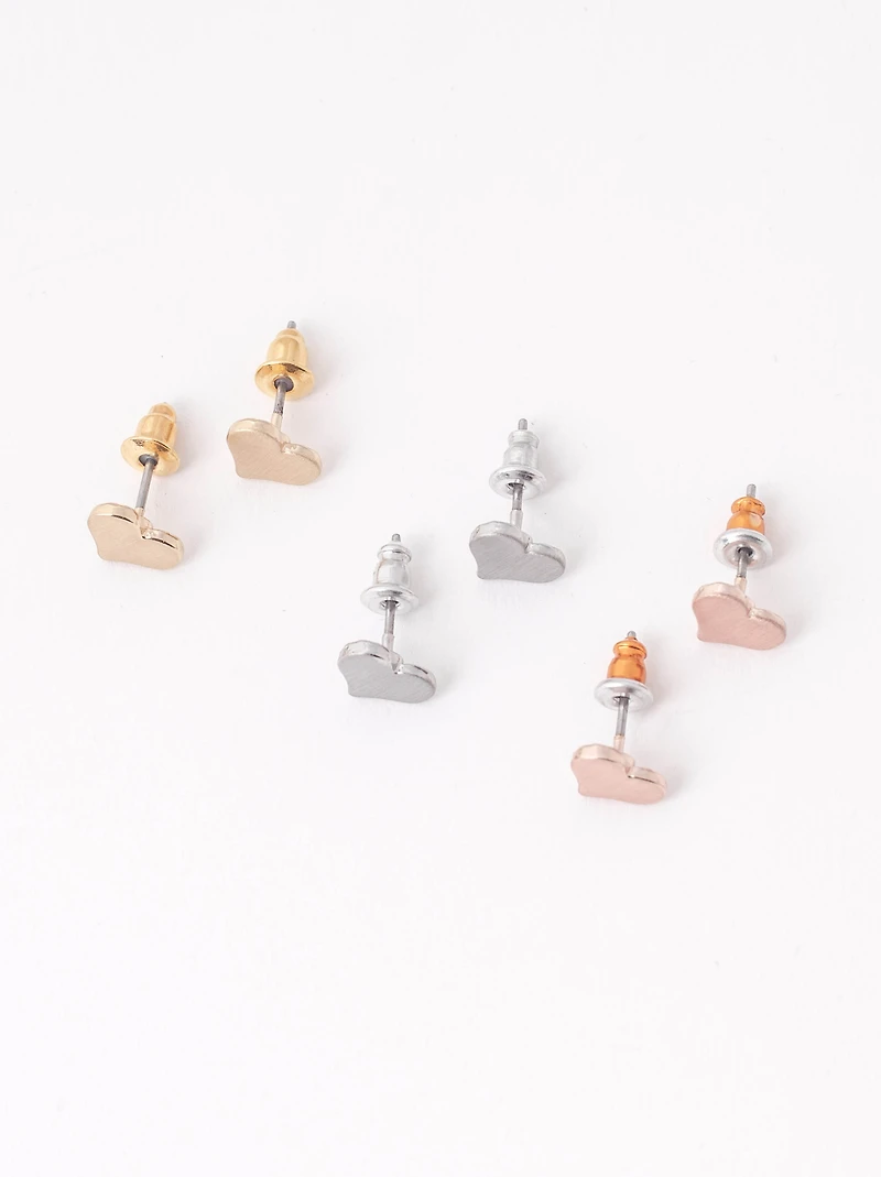 Women's Brushed Metal Heart Earrings