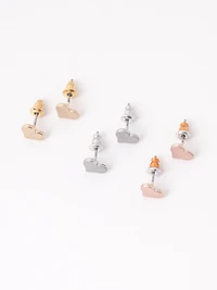Women's Brushed Metal Heart Earrings