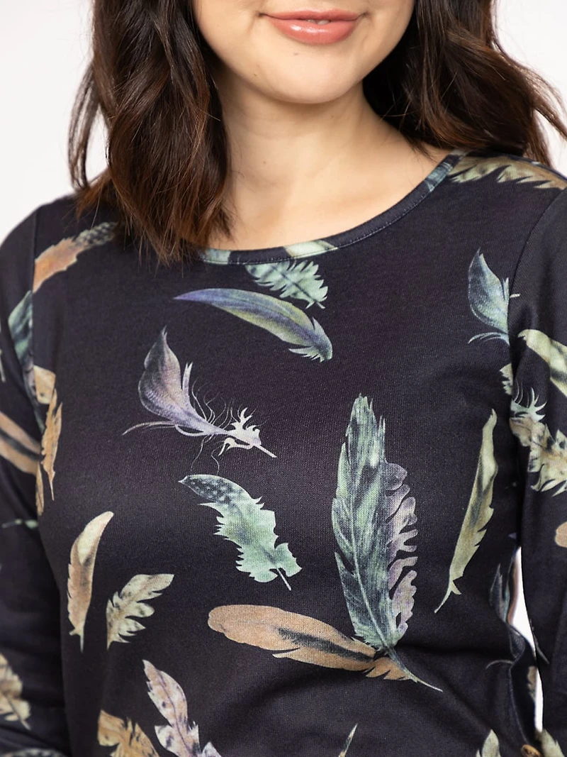 Women's Feather Side Button Top
