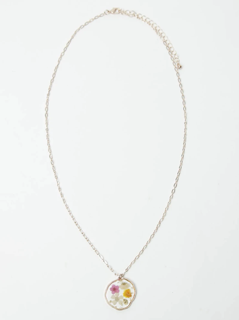 Women's Pressed Flower Pendant Necklace