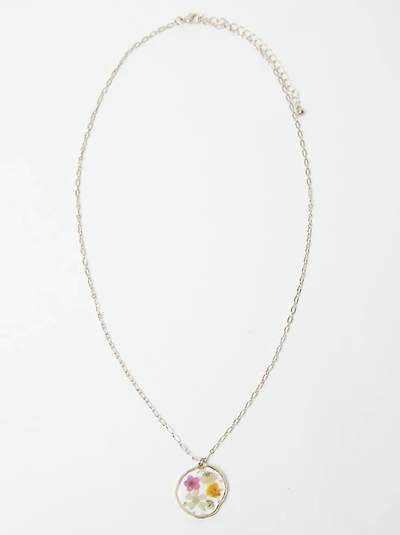 Women's Pressed Flower Pendant Necklace