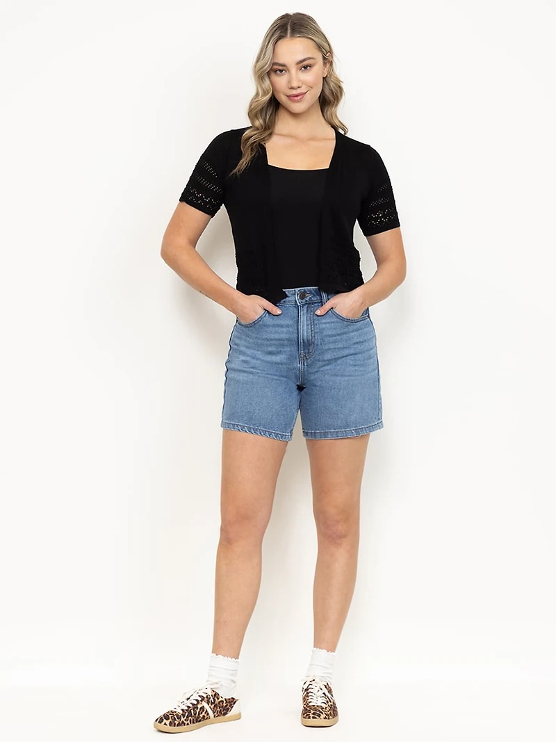 Women's Pointelle Trim Cardigan