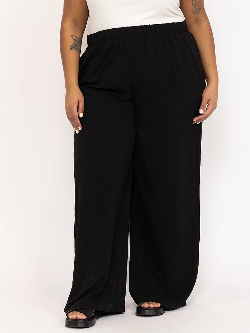 Women's Crinkle Knit Pull-on Wide Leg Pa