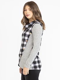 Women's Plaid Cowl Neck Tunic