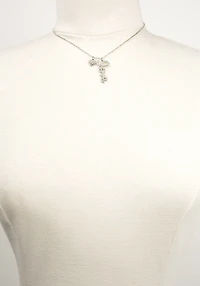 Pave Heart Love Silver Necklace
