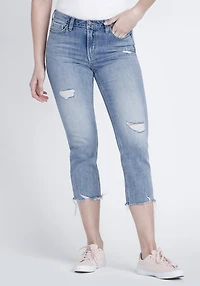 Women's Raw Hem Straight Crop Jeans
