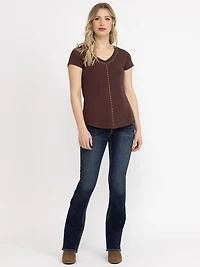 Women's Studded V Neck Tee