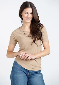 Women's Lace Up Ribbed Tee