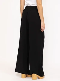 Women's Crinkle Knit Pull-on Wide Leg Pa