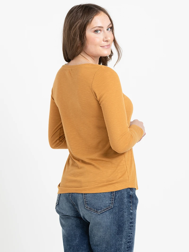 Women's Ribbed Henley Tee