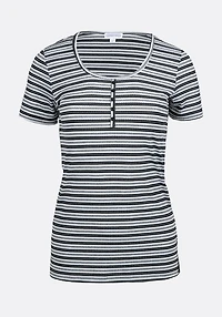 Women's Scoop Neck Ribbed Henley Tee