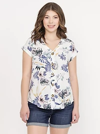 Women's Tropical Button Front Top