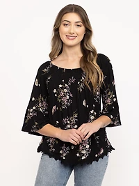 Women's Floral Bell Sleeve Top