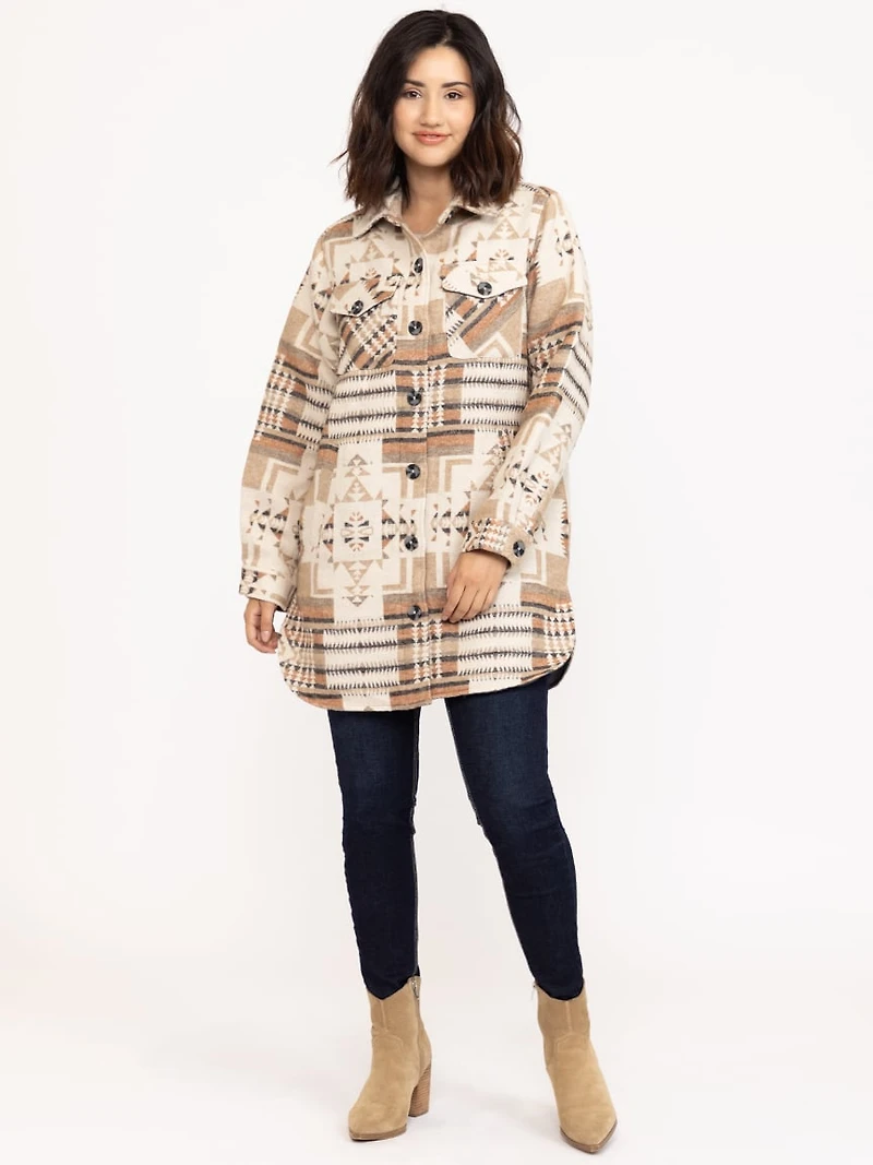 Women's Geometric Button Front Shacket