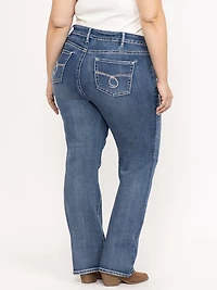 Women's Plus Medium Wash Embroidered Baby Boot Jeans