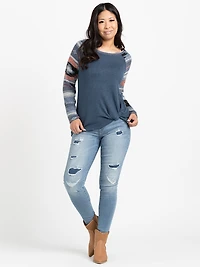 Women's Color Block Twist Hem Top