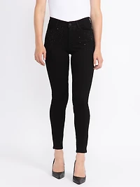 Women's Black Skinny Jeans with Rhinestone