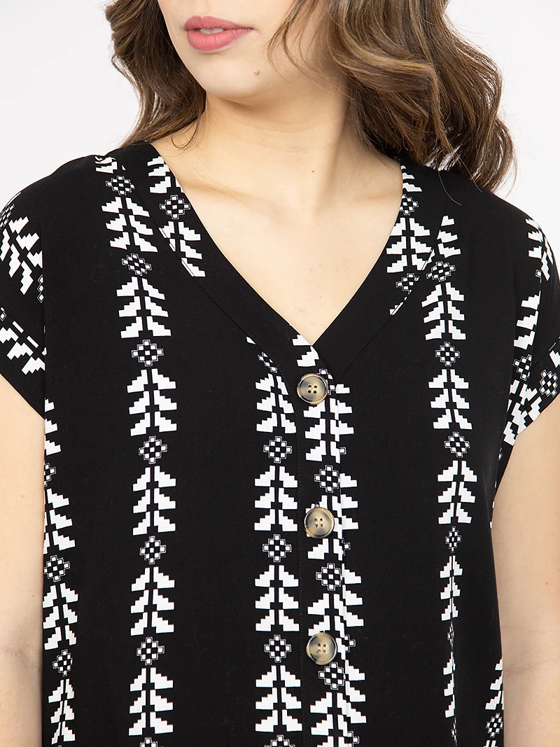 Women's Geo Button Front Top