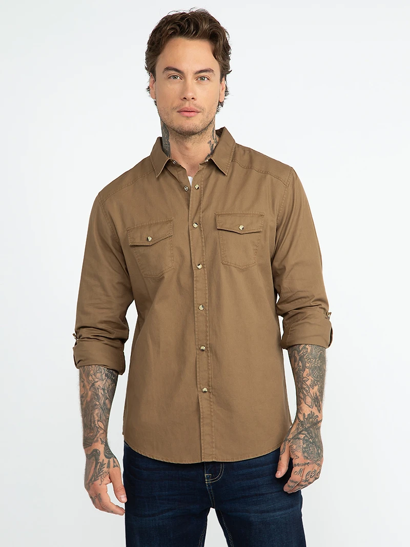 Men's Solid Washed Poplin Shirt