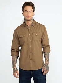 Men's Solid Washed Poplin Shirt