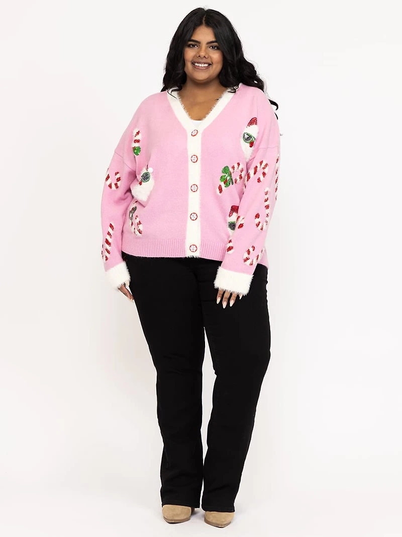 Women's Festive Button Front Cardigan