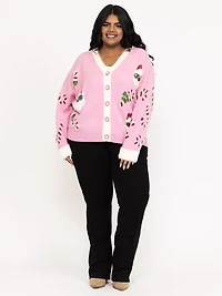 Women's Festive Button Front Cardigan