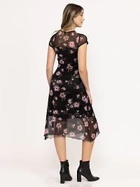 Women's Mesh Floral Midi Dress