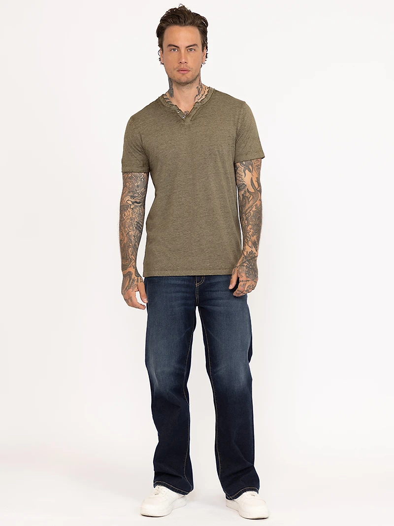 Men's Burnout Henley Tee