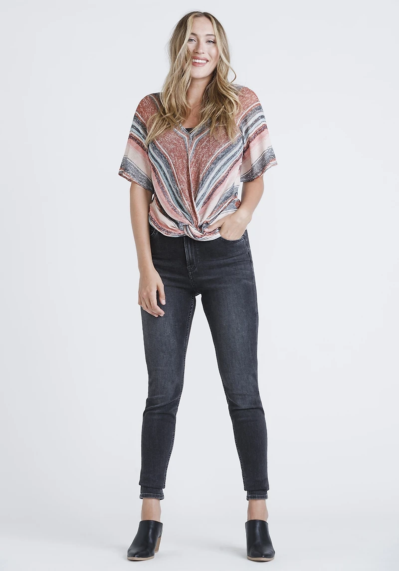 Women's Multi Stripe Front Knot Top