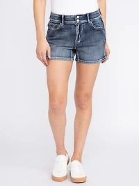 Women's 2 Button Flap Pocket Denim Shortie