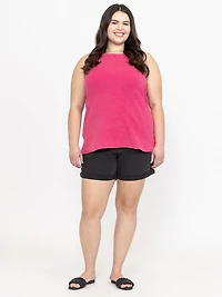 Women's Washed Rib Crew Neck Tank