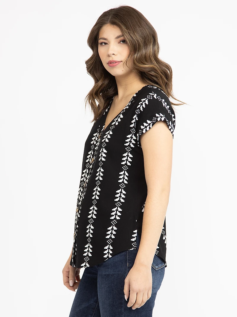 Women's Geo Button Front Top