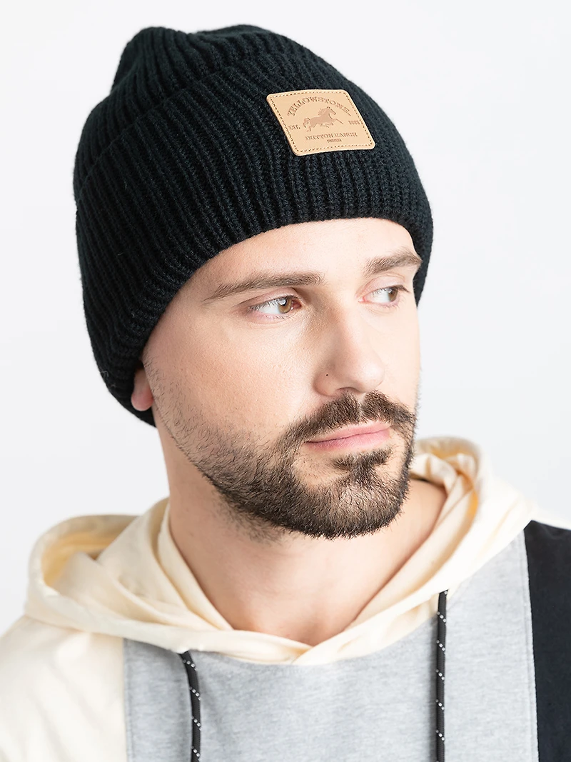 Yellowstone Rib Knit Patch Beanie