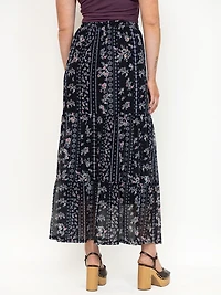 Women's Floral Mesh Maxi Skirt