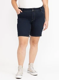 Women's Plus Dark Rinse Washed Bermuda Short
