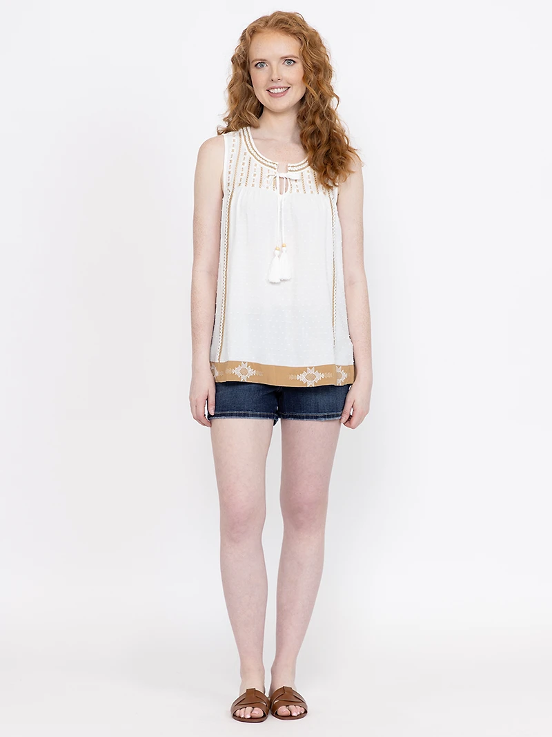 Women's Embroidered Peasant Tank
