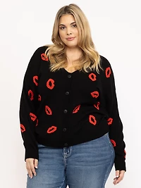 Women's Lip Button Front Cardigan