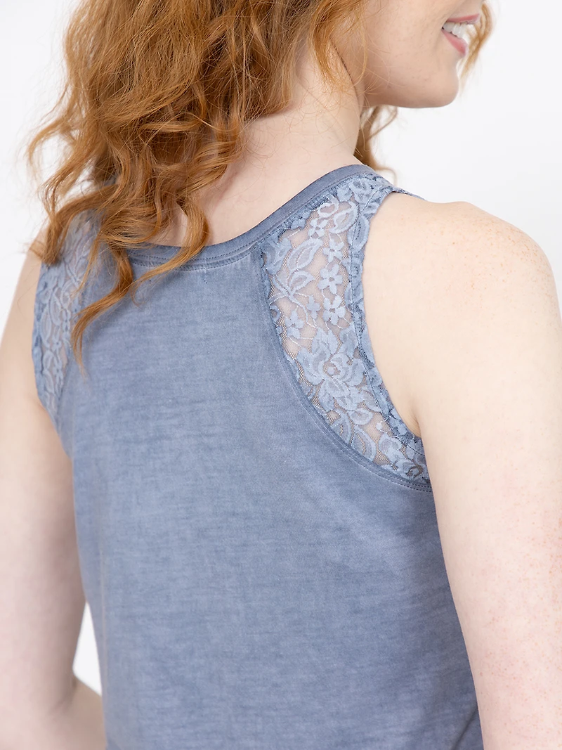 Women's Washed Tank With Lace