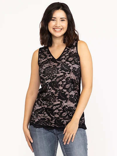 Women's Lace Overlay Tank Top