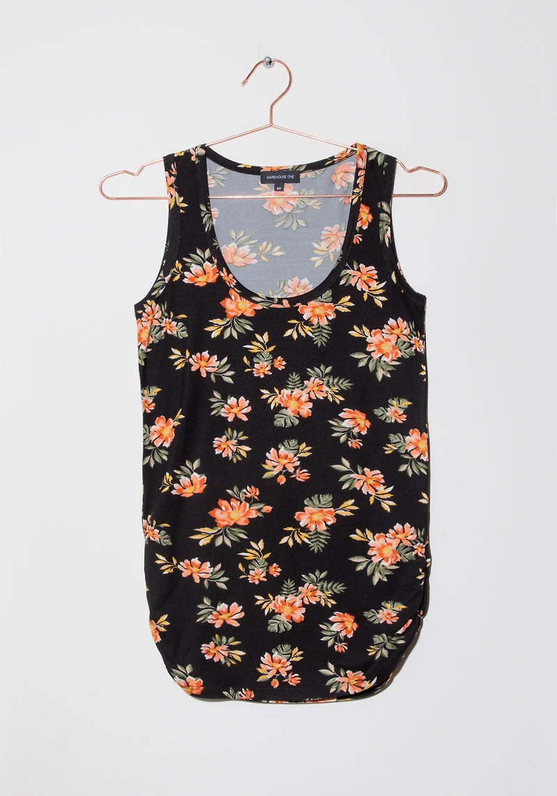 Women's Tropical Side Ruched Tank