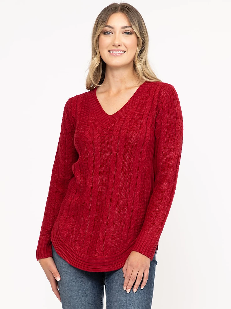 Women's V Neck Cable Tunic