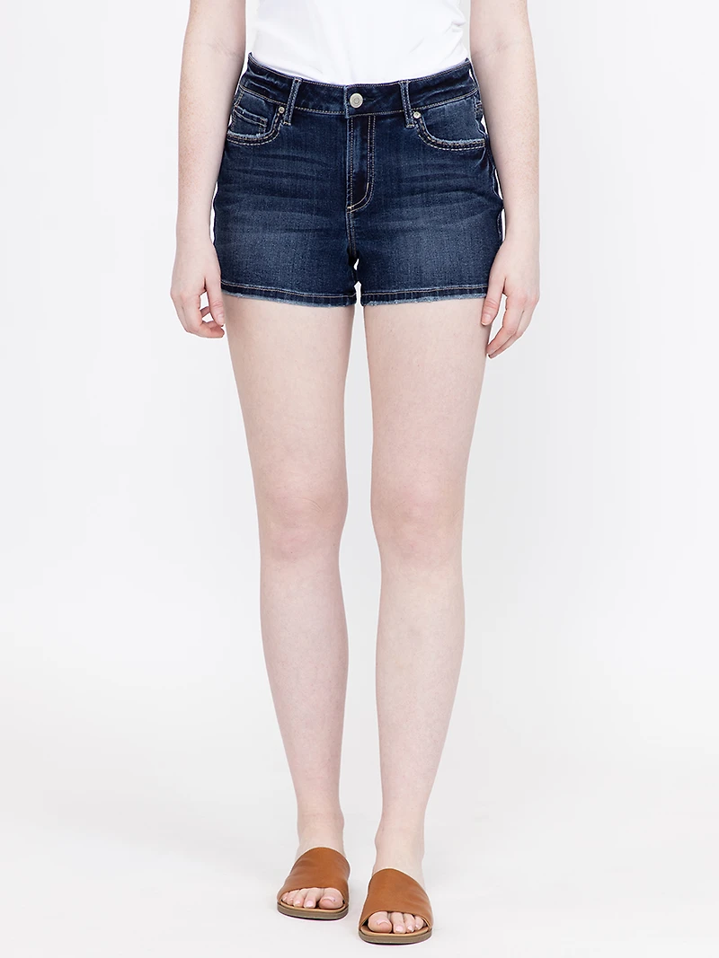Women's Multi Thread Thick Stitch Dark Wash Shortie