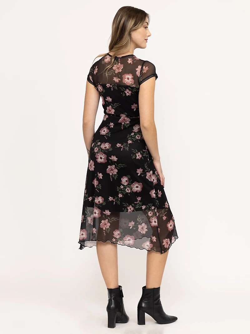 Women's Mesh Floral Midi Dress