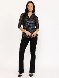 Women's Mesh V neck Blouse