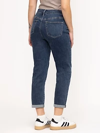 Women's Medium Dark Wash Cuffed Girlfriend Jeans