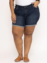 Women's Plus Dark Wash Mid Rise Double C