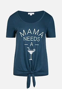 Women's Mama Tie Front Tee
