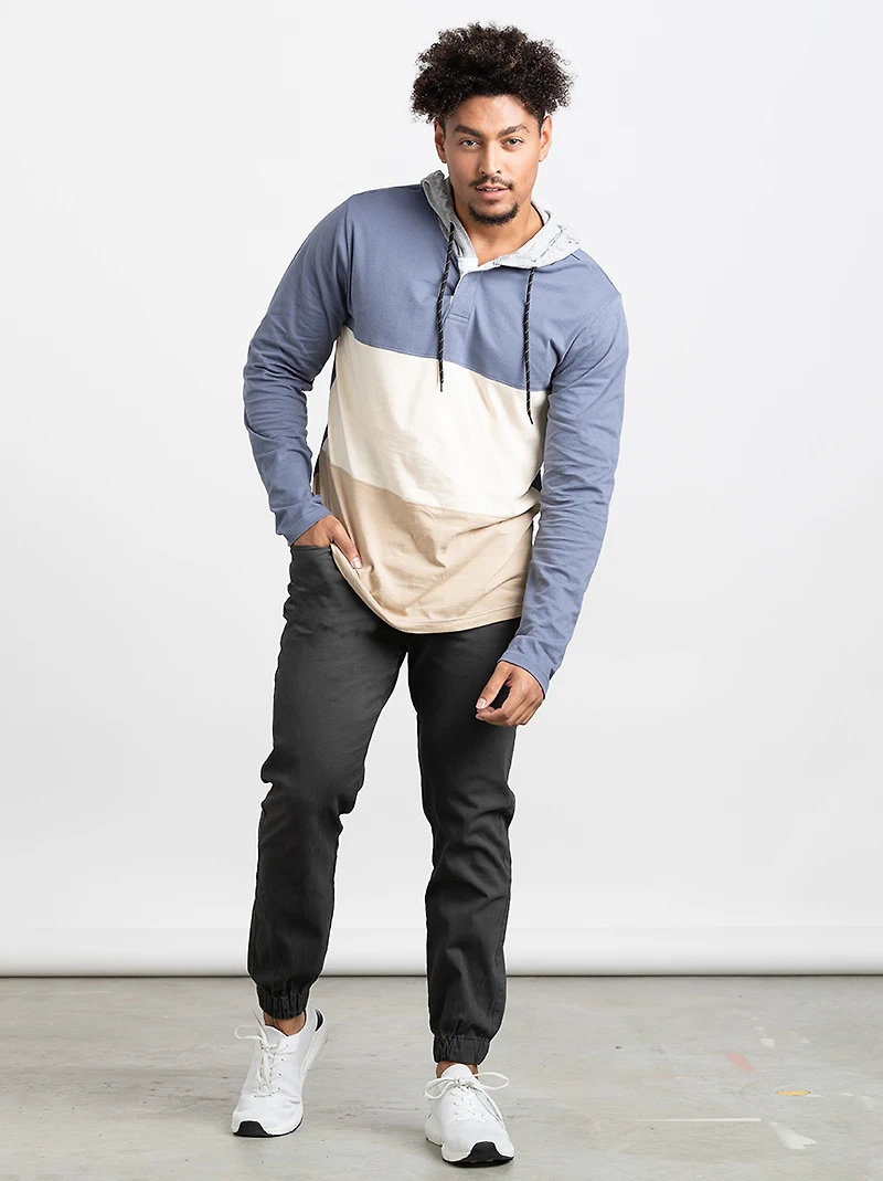 Men's Henley Hooded Shirt